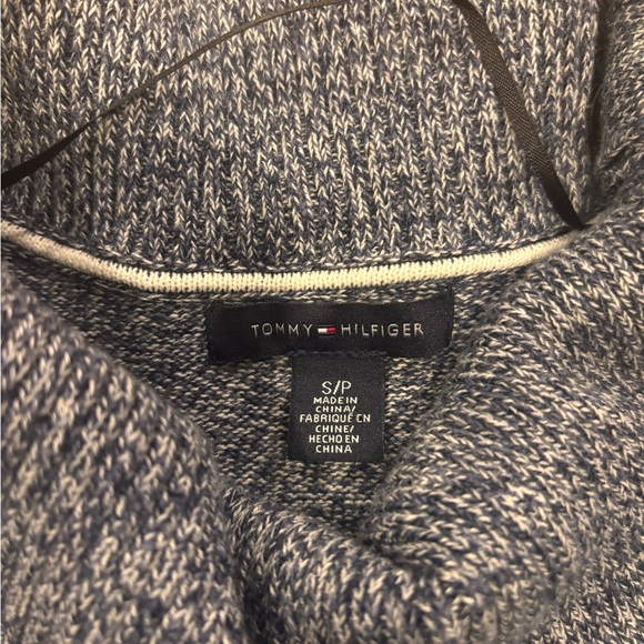 Women's Tommy Hilfiger Small Blue/Grey Cotton Short Sleeve Knee Length Dress - Picture 3 of 8